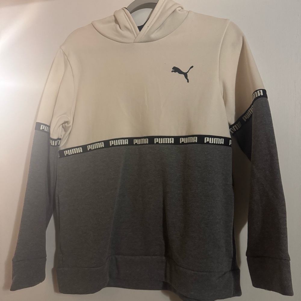 Puma Cream and Gray Sweatshirt with Hood